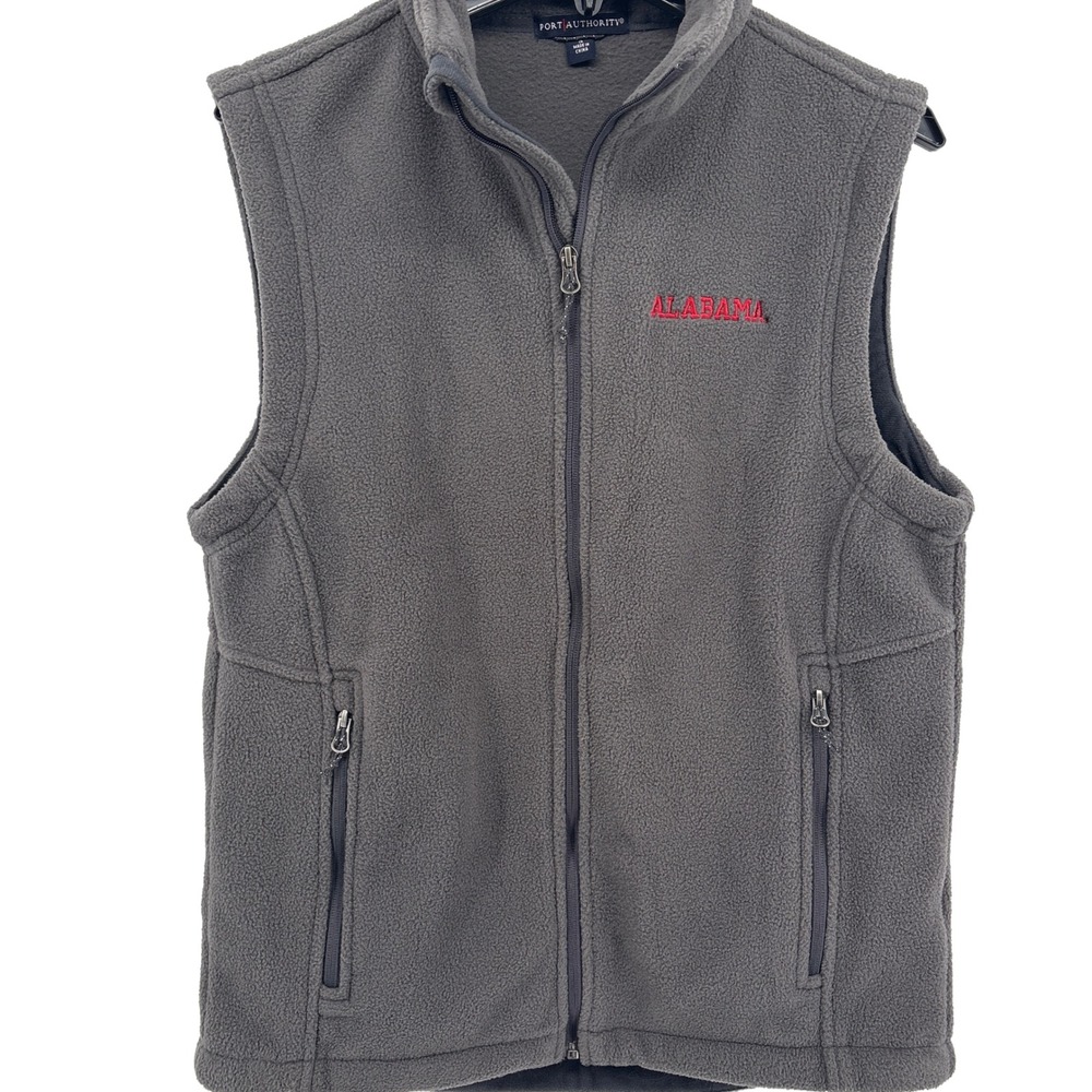 Port Authority Alabama Crimson Tide Fleece Vest Gray Full Zip Womens Small